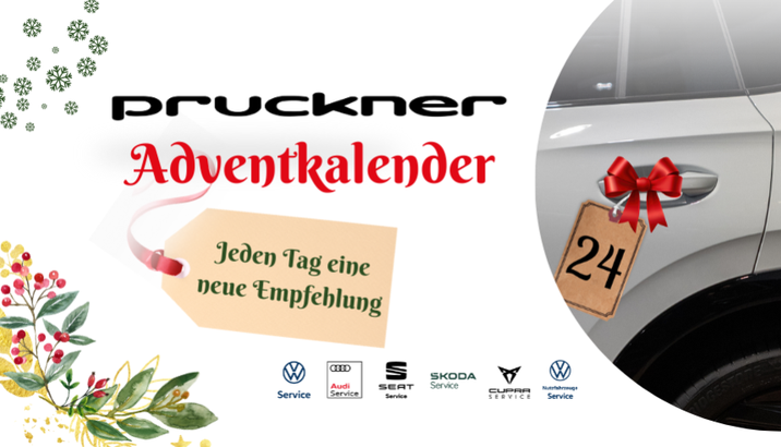 Pruckner Adventkalender - Jeden Tag eine neue Empfehlung | mit Autotür und Schleife